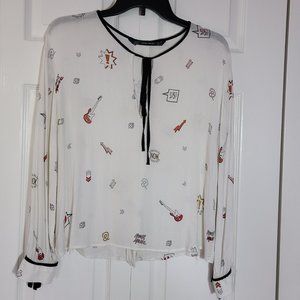 Zara  GuitarThemed Blouse